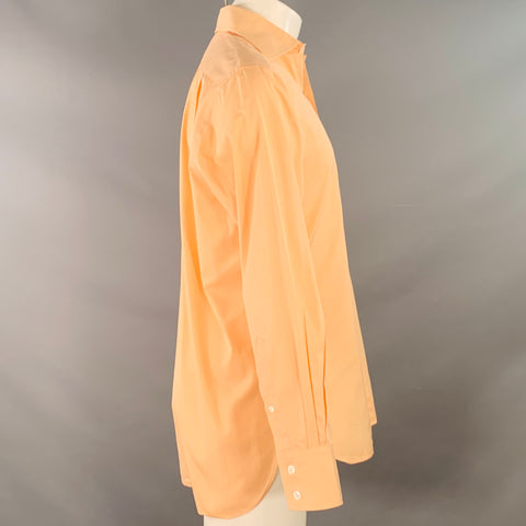GARRICK ANDERSON Size S Orange Cotton Curved Cutaway Long Sleeve Shirt
