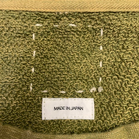VISVIM Size L Jumbo SB Sweat Green Dyed Cotton Distressed Crew Neck Sweatshirt