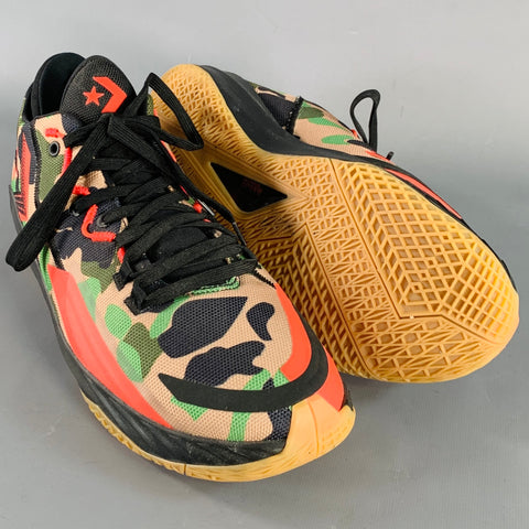 CONVERSE Size 12 Tan Black Green Camouflage Nylon Lace-Up Sneakers