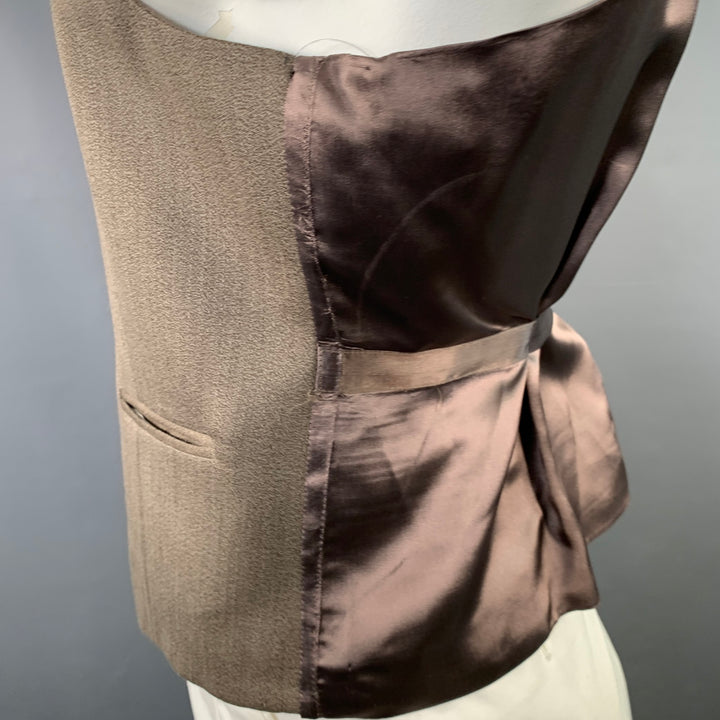 JOSEPH ABBOUD Size 42 Regular Brown Wool V-Neck Vest
