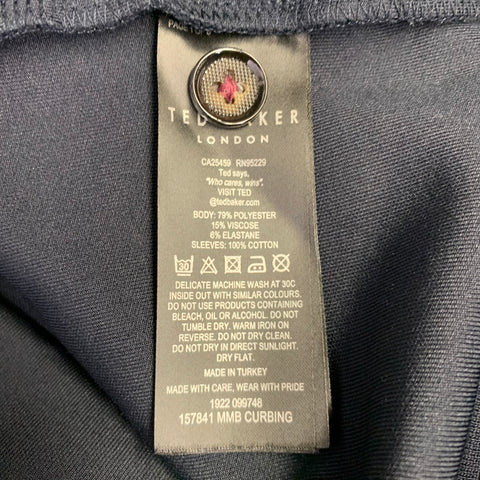 TED BAKER Size S Curbing Navy Polyester Blend One Pocket Pullover