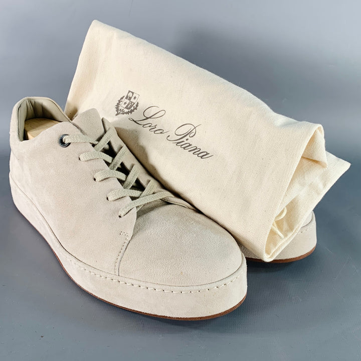 LORO PIANA Size 12 Grey Suede Low Top Rubber Sole Sneakers