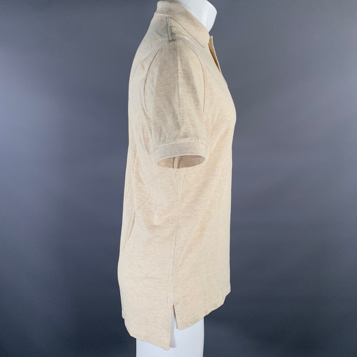 RALPH LAUREN Size S Khaki Logo Cotton Ribbed Polo