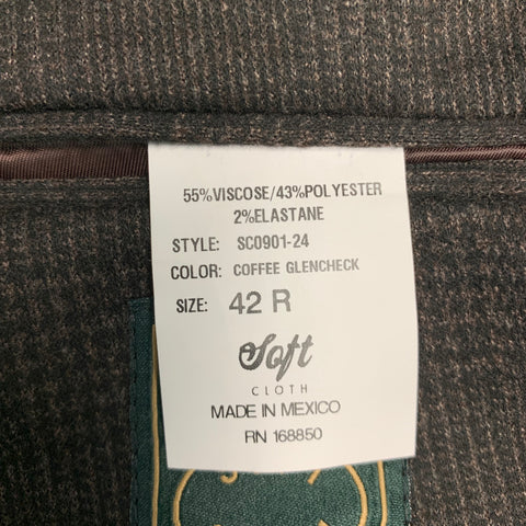 SOFT CLOTH Size 42 Brown Black Glenplaid Viscose Blend Sport Coat