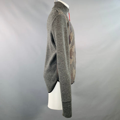 PRADA Size 40 Grey Brown Camouflage Virgin Wool Blend Zip Up Jacket