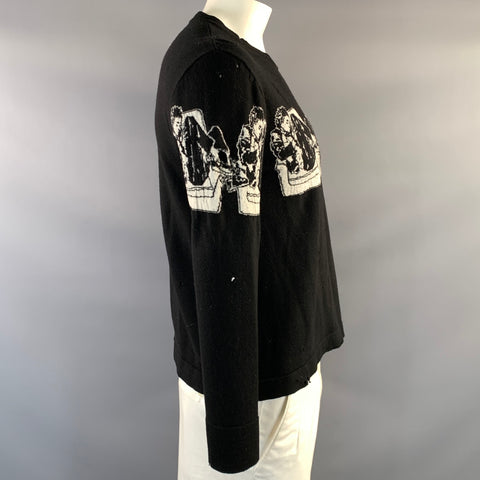 ENFANTS RICHES DEPRIMES SS2020 L Black White Knitted Wool Crew Neck Pullover