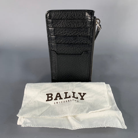 BALLY Black Leather Cardholder Zip Wallet