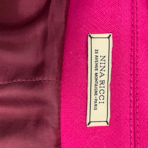 NINA RICCI Size 6 Pink Wool Solid Zip Up Coat