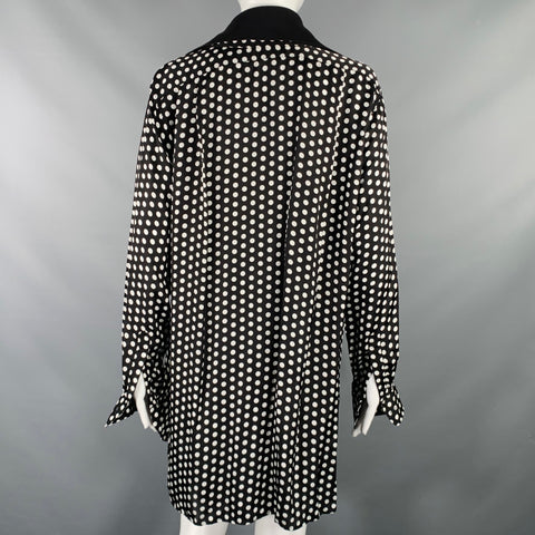 PLAN C Size XS Black White Viscose Polka Dot Oversized Shirt