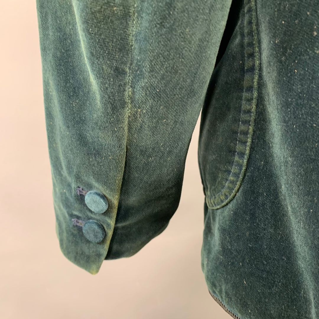 RRL by RALPH LAUREN Size XL Teal Black Velvet Cotton Dinner Jacket
