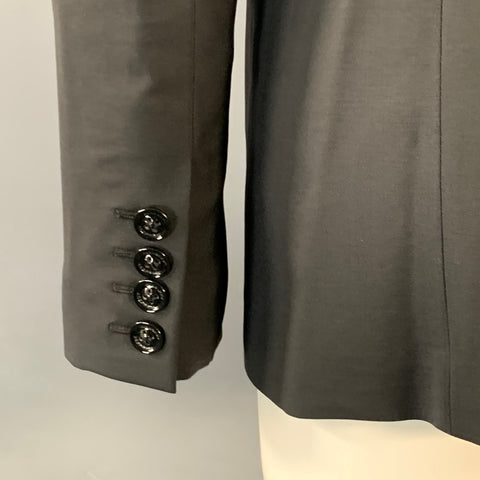 BURBERRY LONDON Size 4 Black Virgin Wool Blend Slim Fit Jacket Blazer