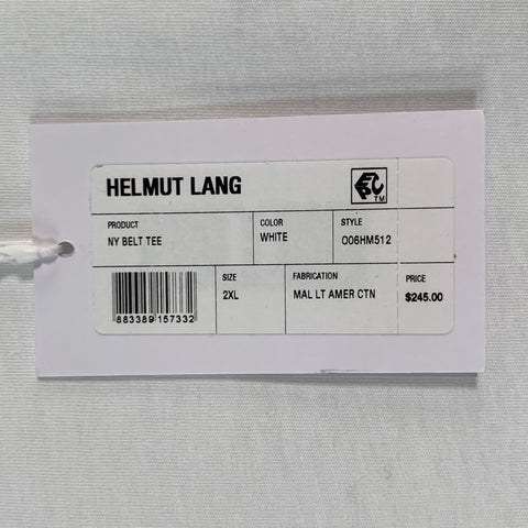 HELMUT LANG Size XXL NEW YORK White Black Print Cotton Crew Neck T-shirt