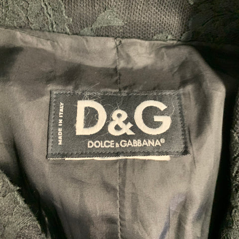 D&G by DOLCE & GABBANA Size 44 Black Lace Notch Lapel Sport Coat