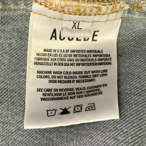 Chemise AGOLDE Taille XL Gris Coton Denim Deux Poches Boutons Pression Manches Longues
