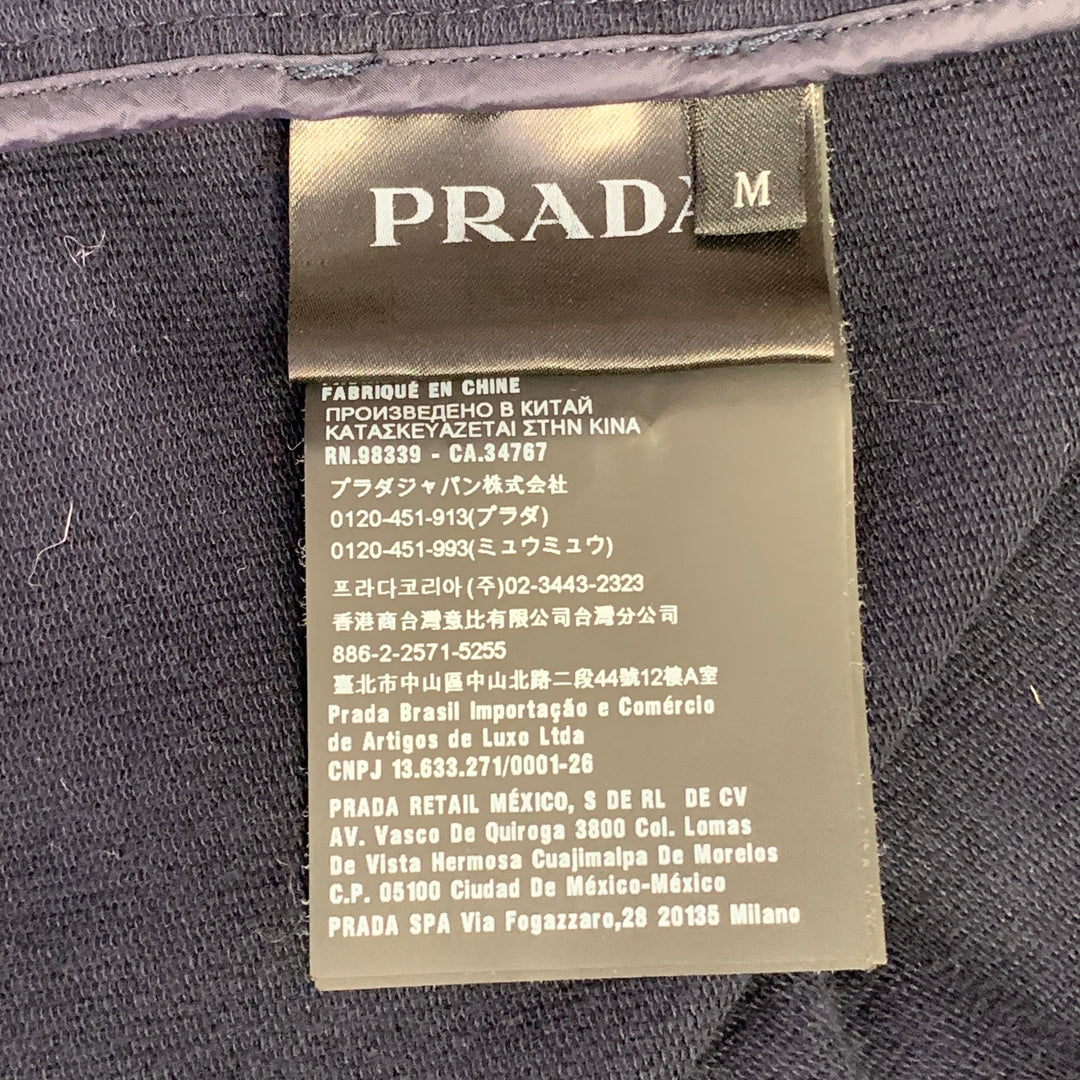 PRADA Size M Navy Cotton Blend Hooded Zip Up Jacket