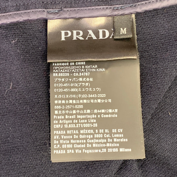PRADA Size M Navy Cotton Blend Hooded Zip Up Jacket