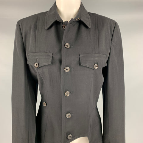 COMME des GARCONS 1980s Size S Black Wool Asymmetrical Jacket
