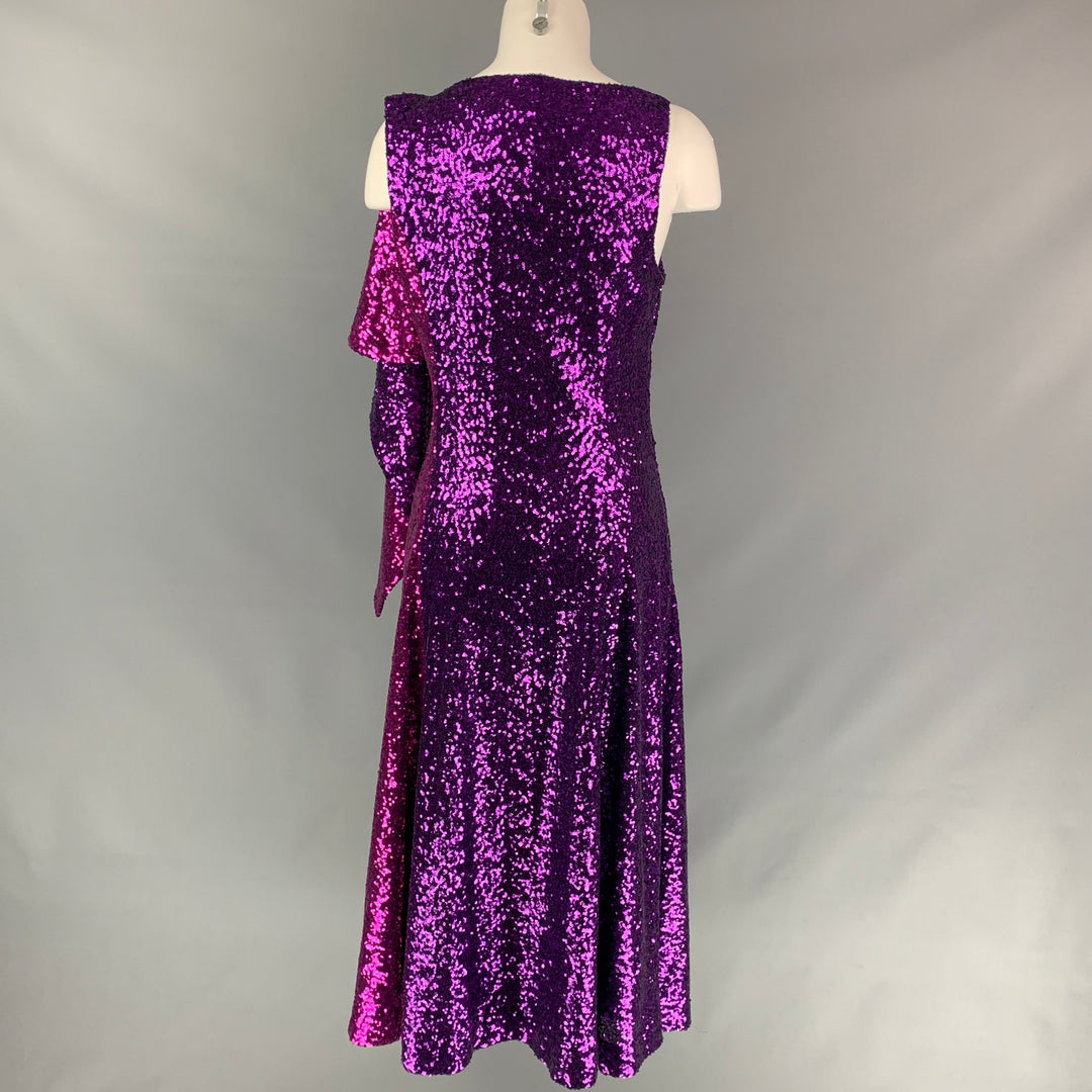 PRABAL GURUNG Size 6 Purple Fuchsia Polyester Sequined Sleeveless Dress