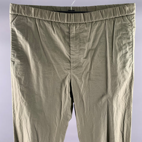 JIL SANDER Size 34 Green Olive Cotton Elastic Waistband Pants