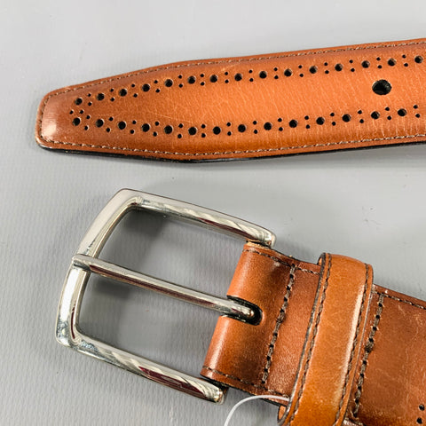 ALLEN EDMONDS Size 36 Brown Perforated Leather Belt