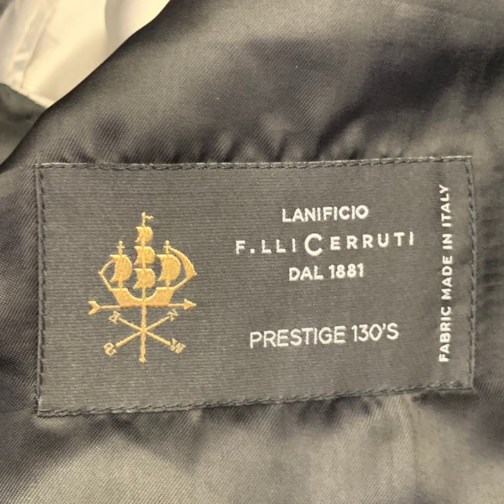 PAUL SMITH Size 36 Soho Black Stripe Wool Satin Peak Lapel Sport Coat