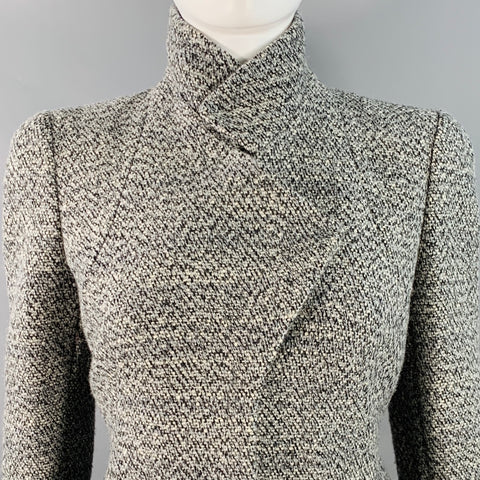ALEXANDER MCQUEEN Size 4 Grey Black Wool Blend Boucle Single Breasted Jacket