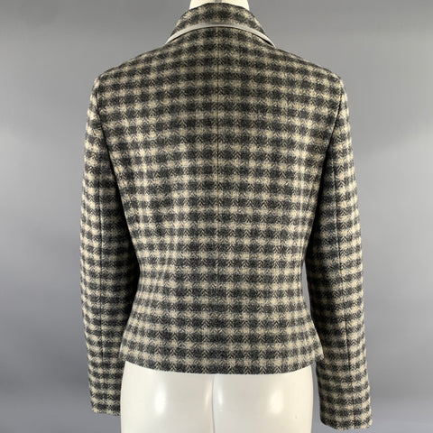 BROOKS BROTHERS Size 10 Grey Tan Wool Plaid Cropped Jacket