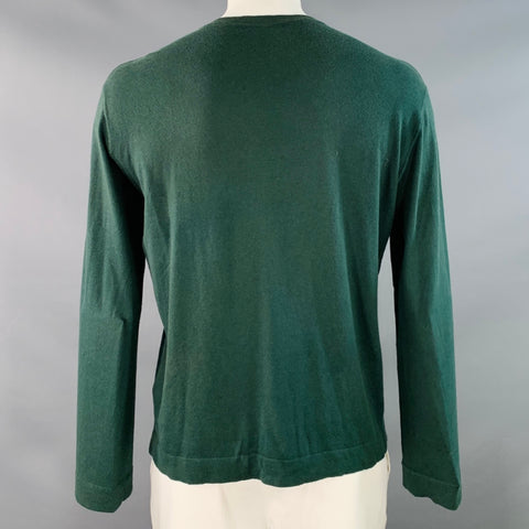 Z ZEGNA Size L Green Cotton Cashmere Crew Neck Pullover