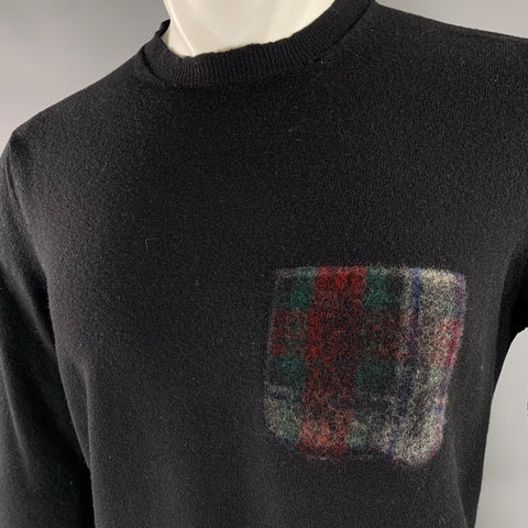 COMME des GARCONS SHIRT Size S Black Multi-Color Knitted Wool Crew-Neck Pullover