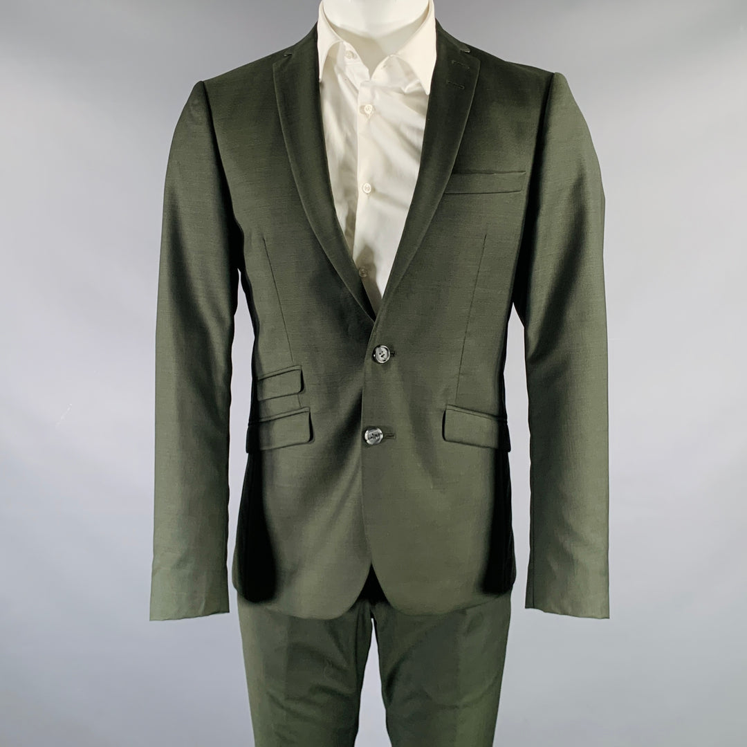 TIGER of SWEDEN Size 36 Forest Green Wool Notch Lapel Suit