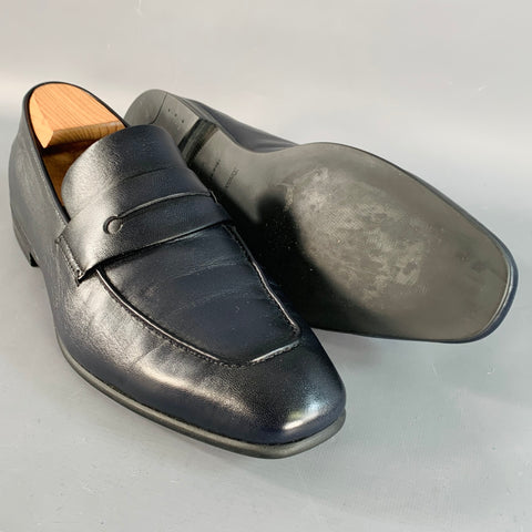 ERMENEGILDO ZEGNA Size 9 L'Asola Black Lambskin Leather Penny Loafers