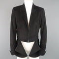 AKRIS Size 10 Black Suede & Wool Zip Off Sport Coat Jacket AKRIS