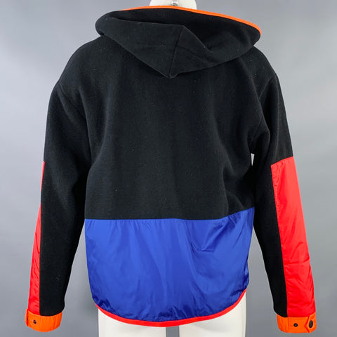 MONCLER GRENOBLE Size M Black Red Blue Color Block Hoodie Jacket