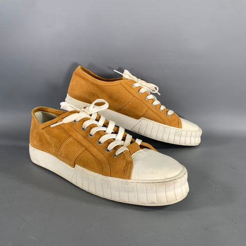 PRIMURY Size 10 Yellow Gold Solid Suede Low Top Sneakers