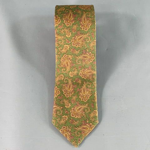 POLO by RALPH LAUREN Green Beige Paisley Italian Silk Tie