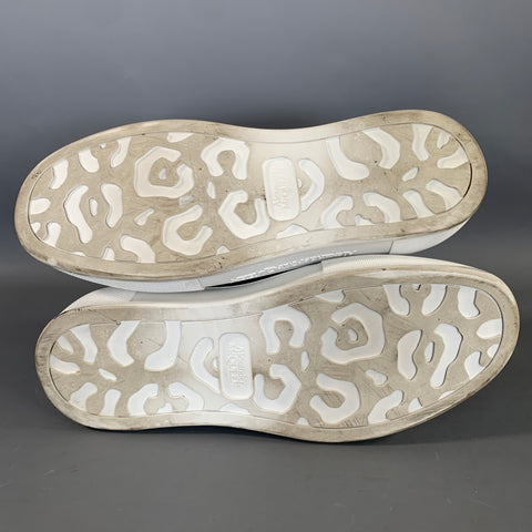 ALEXANDER MCQUEEN Size 9 Silver White Metallic Leather Lace Sneakers