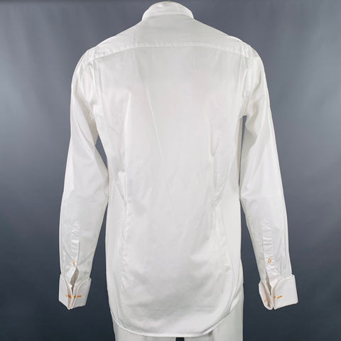 TAILOR STORE Size XXL White Pleated Cotton Tuxedo Long Sleeve Shirt
