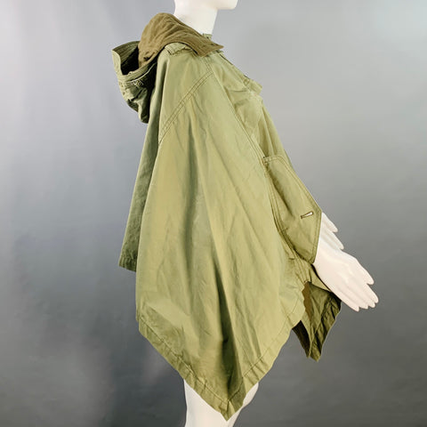 JUNYA WATANABE Size M Olive Green Cotton Herringbone Poncho Coat