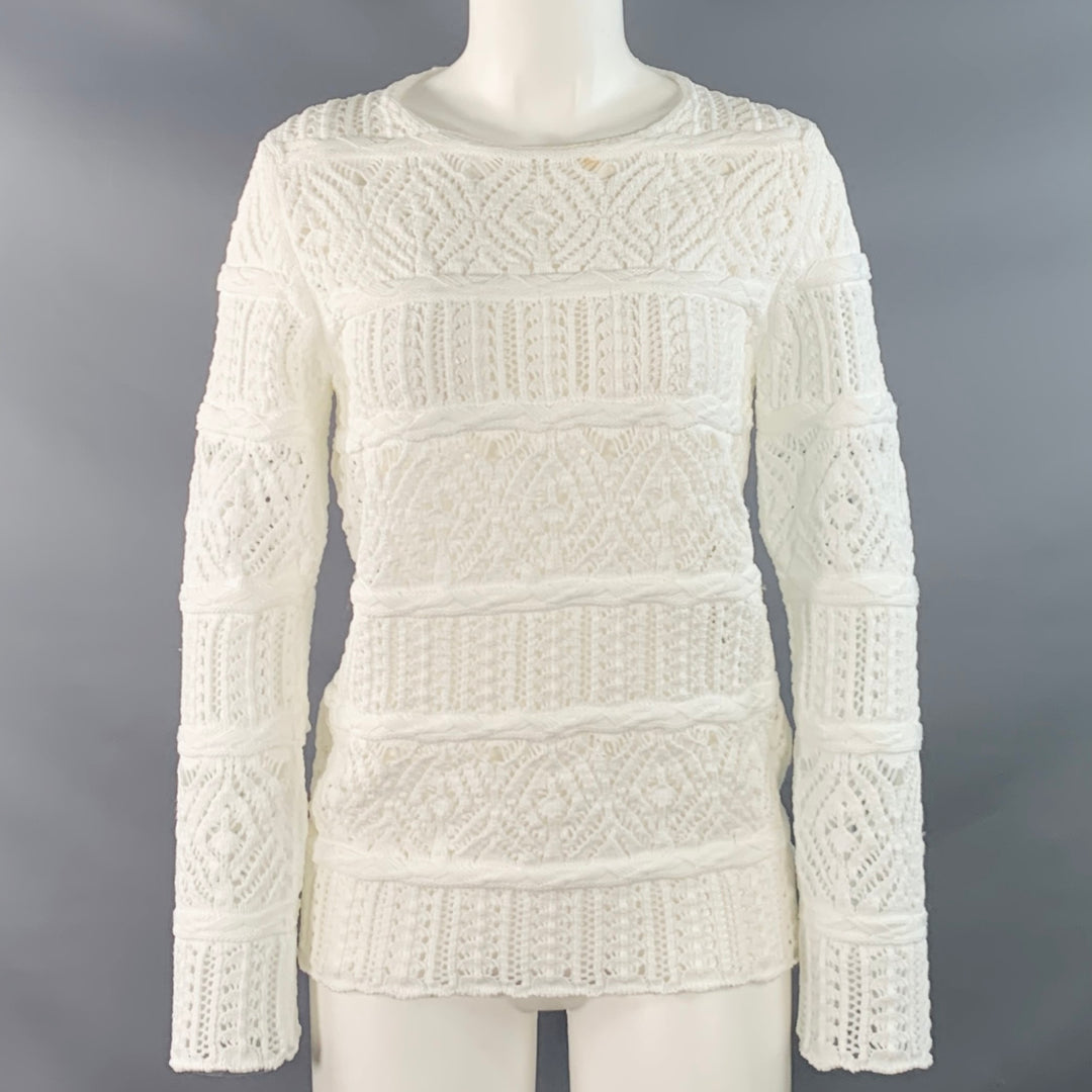 COMME des GARCONS 2022 Size S White Textured Knit Polyester Crew Neck Sweater