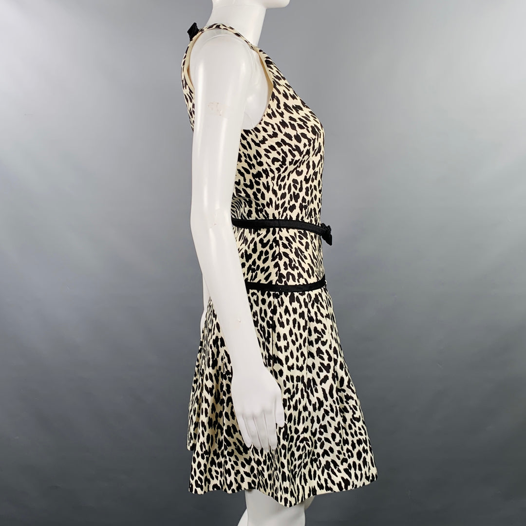 VALENTINO Size S White Black Animal Print Halter Cocktail Dress Sui Generis Designer Consignment VALENTINO Size S White Black Animal Print Halter Cocktail Dress Sui Generis Designer Consignment
