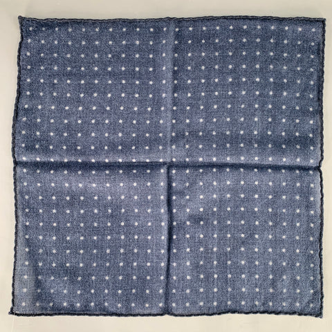 BRUNELLO CUCINELLI Navy White Polka Dot Pocket Square