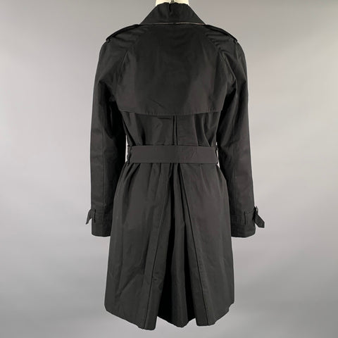 BURBERRY Size 6 Black Cotton Solid Trench Coat