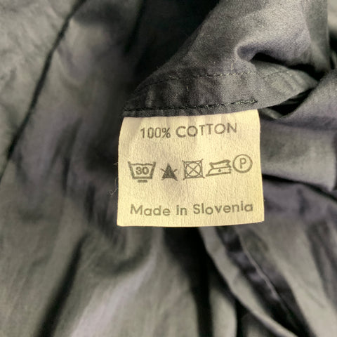 DRIES VAN NOTEN Size 6 Grey Slate Cotton Pleated V-Neck A-Line Casual Top