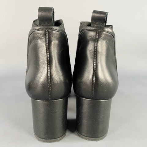 BETTYE MULLER Size 8 Black Leather Mixed Fabrics Elastic Peep Toe Ankle Boots