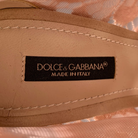 DOLCE & GABBANA Size 6.5 Pink Suede Mixed Materials Peep Toe Boots