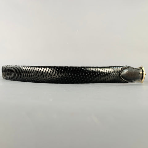 VINTAGE Size 38 Black Woven Leather Belt