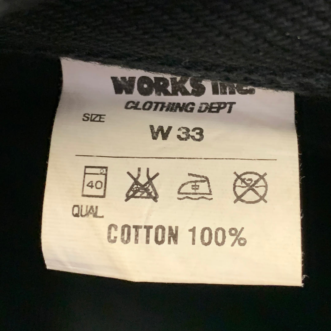 IRON HEART Size 33  Black 21oz Cotton Denim Twill Heavyweight Tapered Jeans