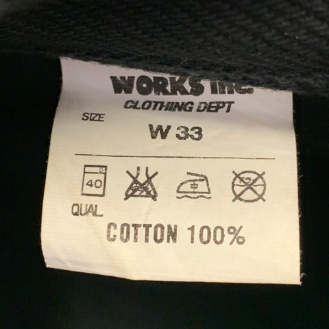 IRON HEART Size 33  Black 21oz Cotton Denim Twill Heavyweight Tapered Jeans