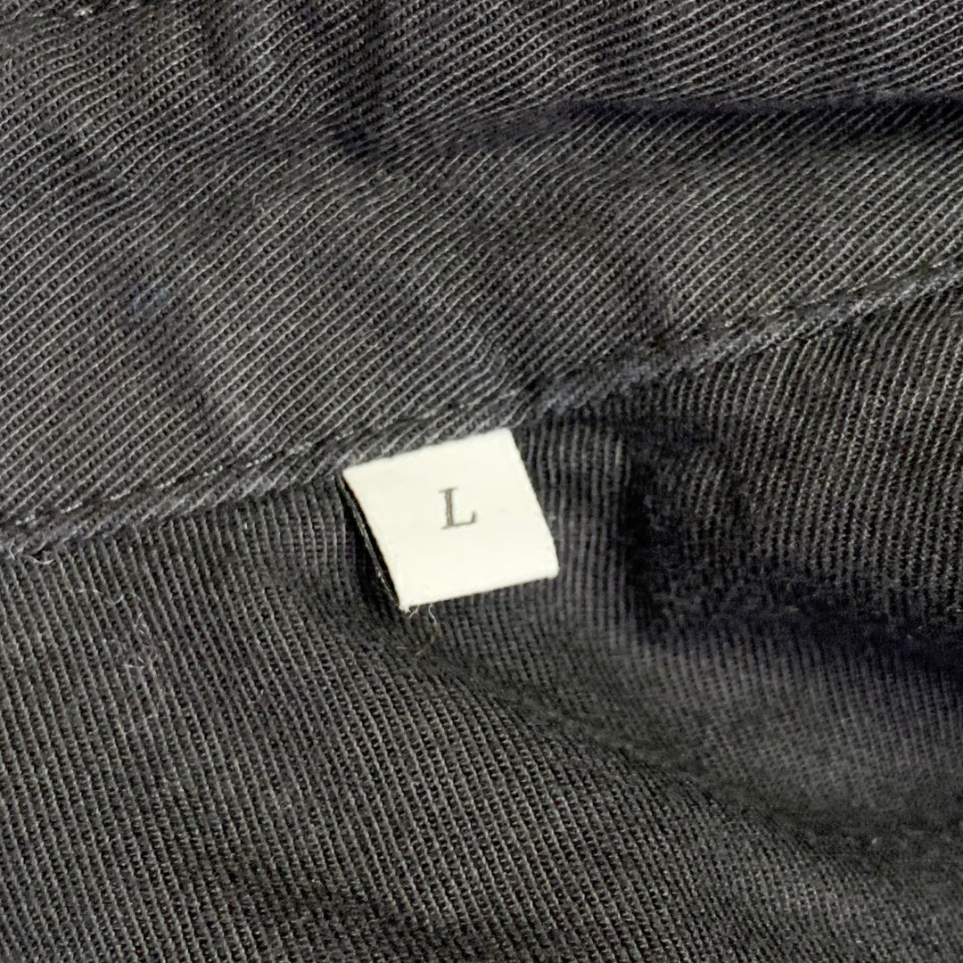 LES DEUX Size L Black Cotton Snaps Two Pockets Long Sleeve Shirt
