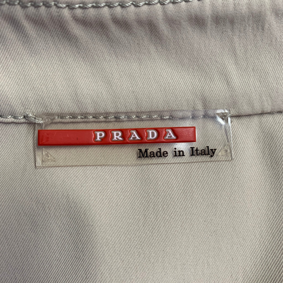 PRADA Size L Beige Nylon Blend Twill Snaps Long Sleeve Shirt
